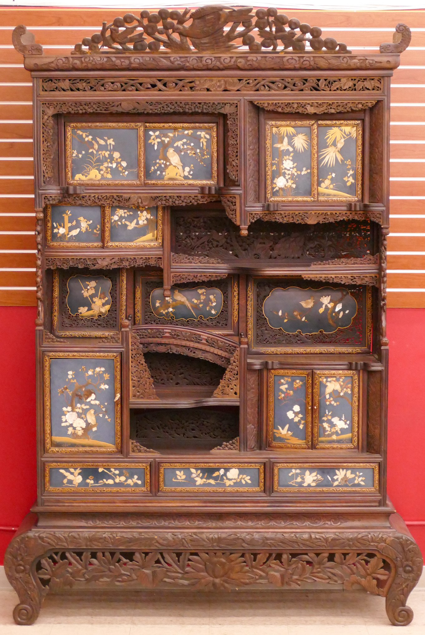 Appraisal: Japanese Meiji Shodana Collector's Cabinet ''x ''x '' Impressive shibayama