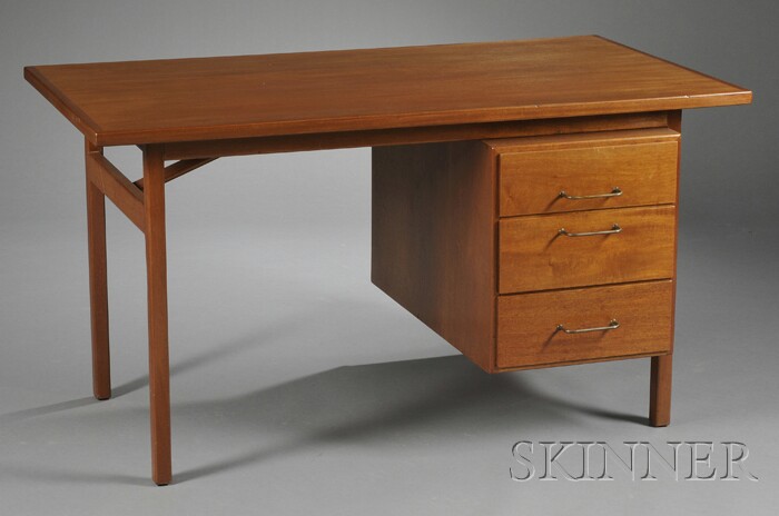 Appraisal: Desk Teak Denmark mid th century Rectangular top with a