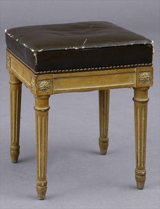 Appraisal: LOUIS XVI-STYLE PAINTED TABOURET The square seat on molded rails