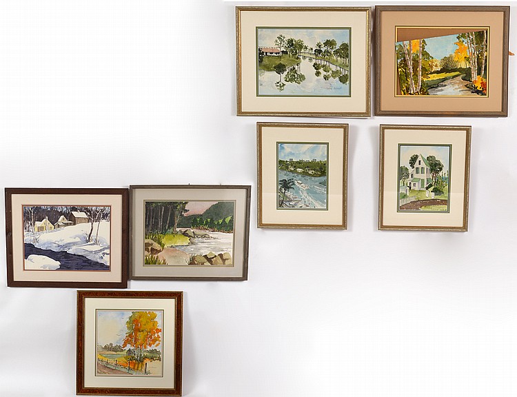 Appraisal: GROUP OF SEVEN AMERICAN WATERCOLOR PAINTINGS BY HELEN BELNAP -