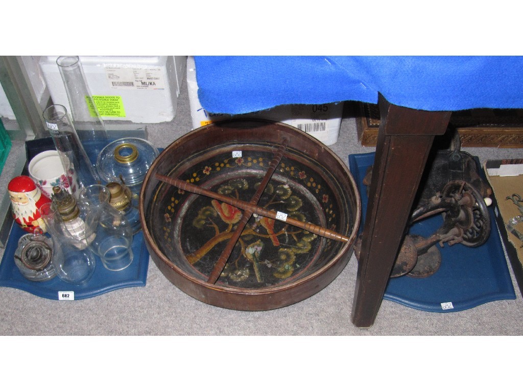 Appraisal: Lot comprising a tray lot of assorted oil lamp reservoirs