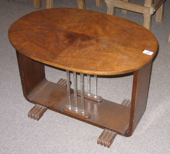 Appraisal: ART DECO END TABLE oval wood top with flattened edge