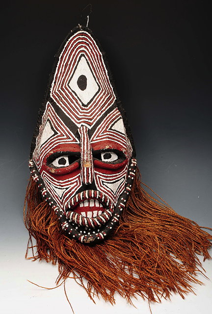 Appraisal: AN AFRICAN TRIBAL PAPIER MACH AND WICKER WORK MASK painted