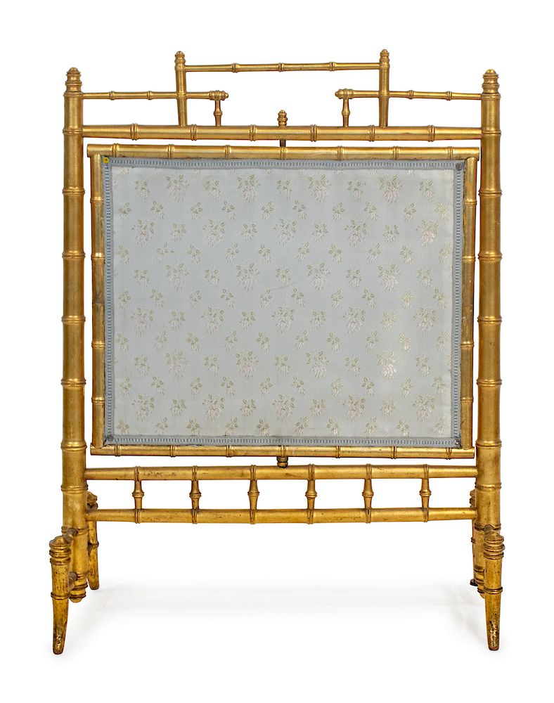 Appraisal: A Louis Philippe Style Giltwood Faux Bamboo Firescreen A Louis