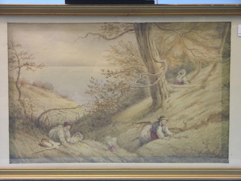 Appraisal: A watercolour possibly a study by Myles Birket-Foster for The