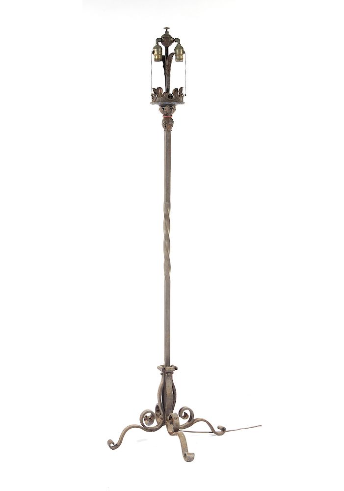 Appraisal: Wrought iron floor lamp Wrought iron floor lamp Needs wiring