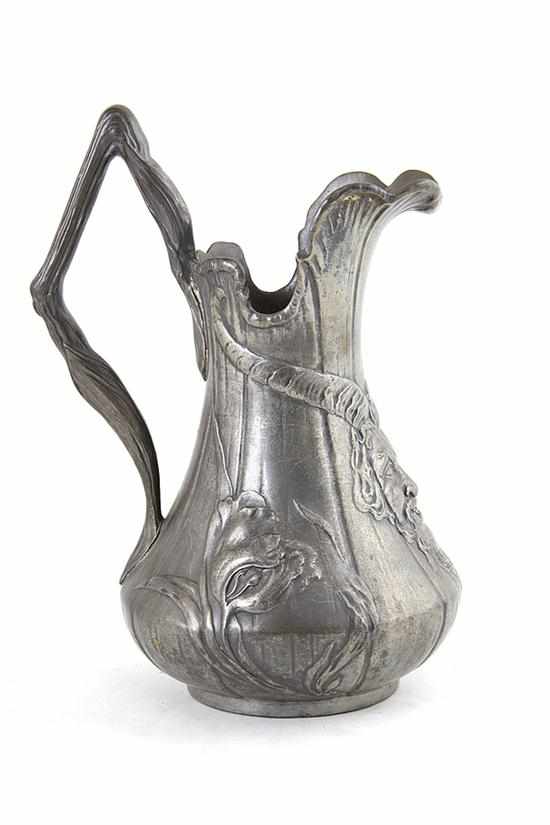 Appraisal: Art Nouveau pewter pitcher JP Kayser Sohn German working -