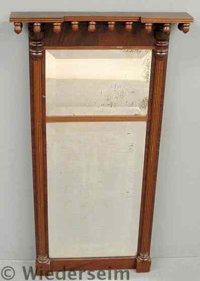 Appraisal: Sheraton mahogany mirror c with beveled mirror glass x