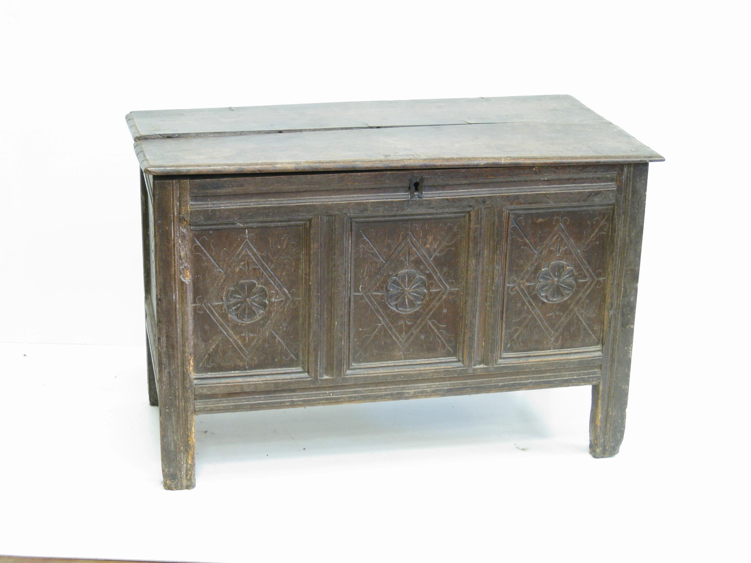 Appraisal: A th Century oak Dower Chest with plank lid above