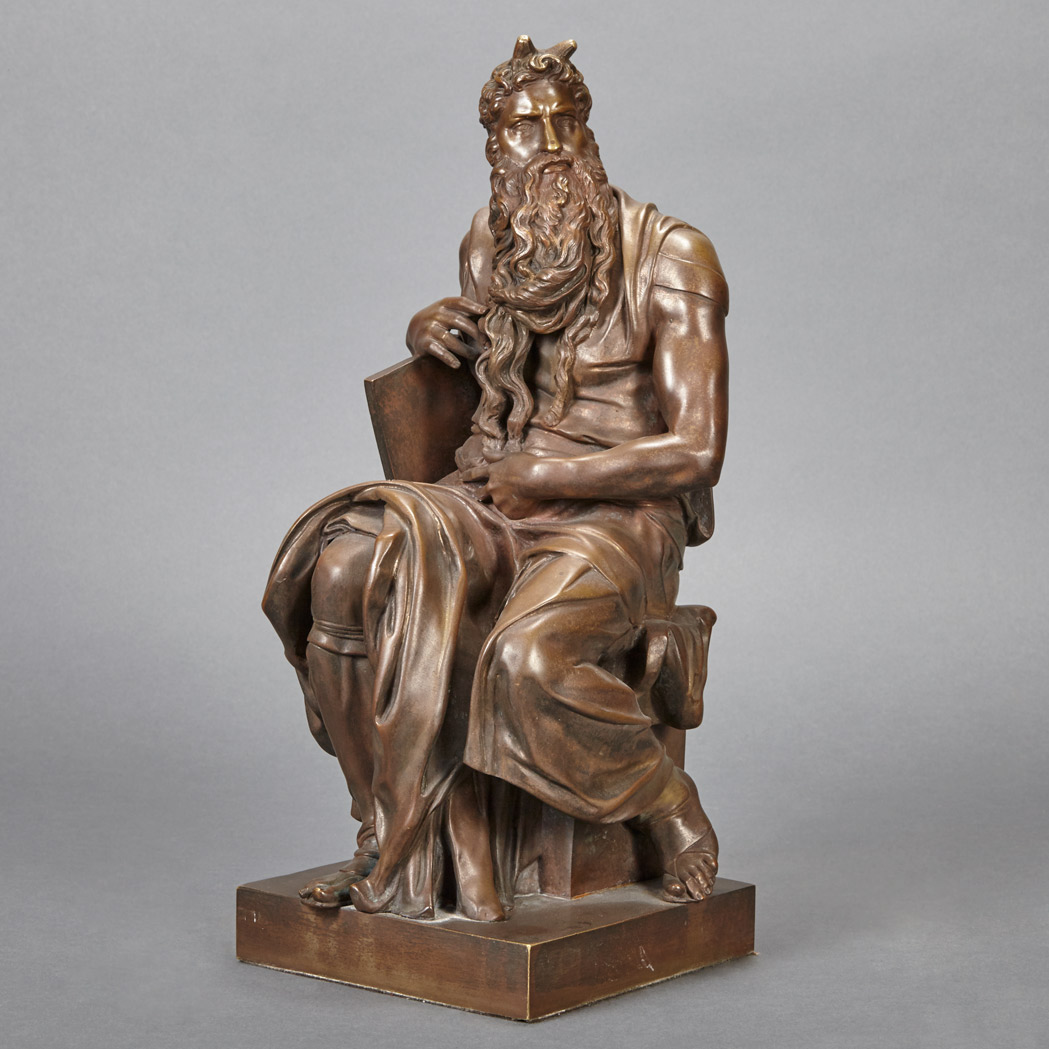 Appraisal: Bronze Figure of Moses After Michelangelo The biblical figure depicted