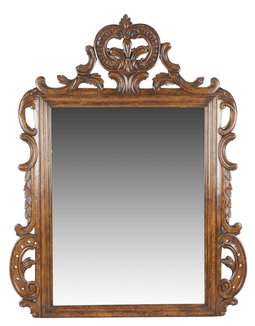 Appraisal: CARVED WALNUT WALL MIRRORcontemporary Provenance The Terry and Debbi Lanni