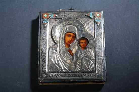 Appraisal: RUSSIAN ICON KAZAN MOTHER OF GOD Tempera on wood panel