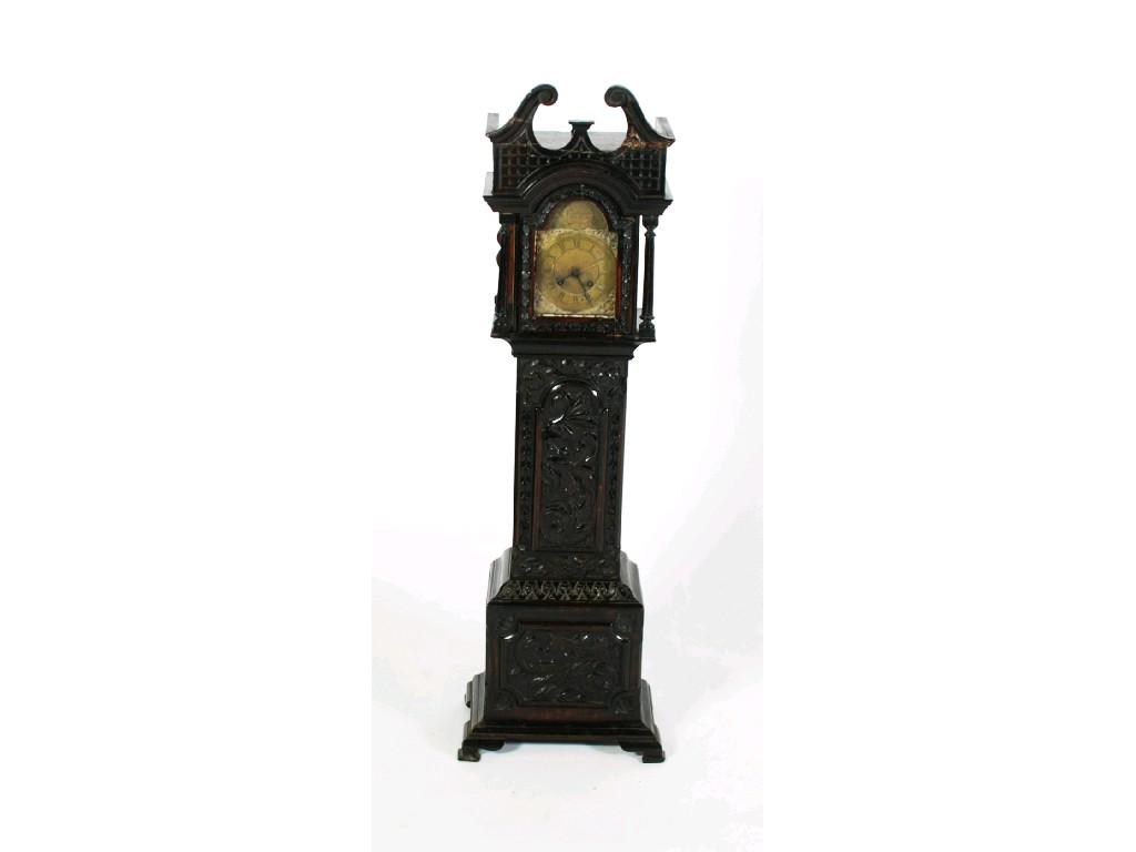 Appraisal: LATE NINETEENTH CENTURY MINIATURE LONGCASE CLOCK the continental drum movement