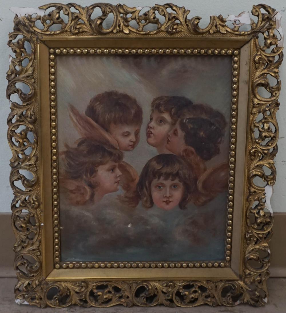 Appraisal: TH CENTURY SCHOOL HEADS OF YOUNG CHILDREN OIL ON CANVAS