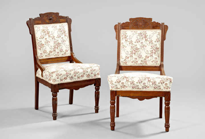 Appraisal: Pair of American Eastlake Walnut Sidechairs fourth quarter th century