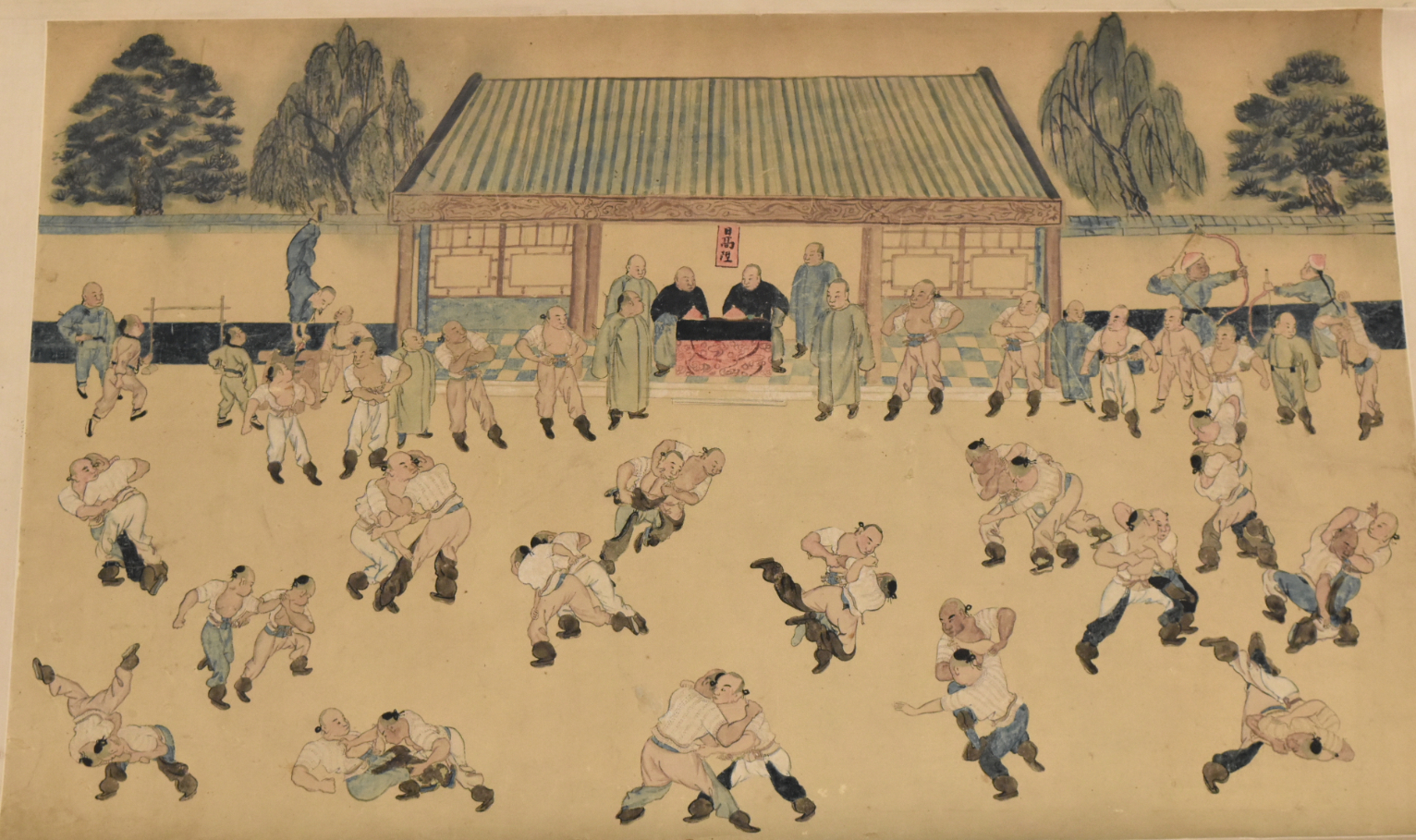 Appraisal: A large scrolled painting of figures Qing Dynasty Painting appears