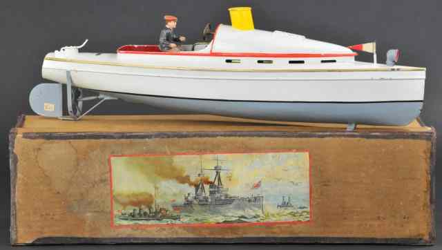 Appraisal: BING BOXED SPEEDBOAT Germany steam powered example good scale at