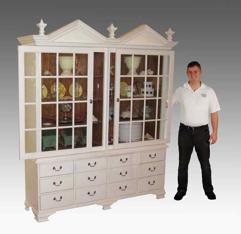 Appraisal: CONTEMPORARY SLIDING DOOR CHINA CABINET Two part cabinet with double