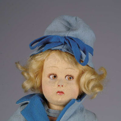 Appraisal: LENCI GIRL DOLL Attired in a light blue felt coat