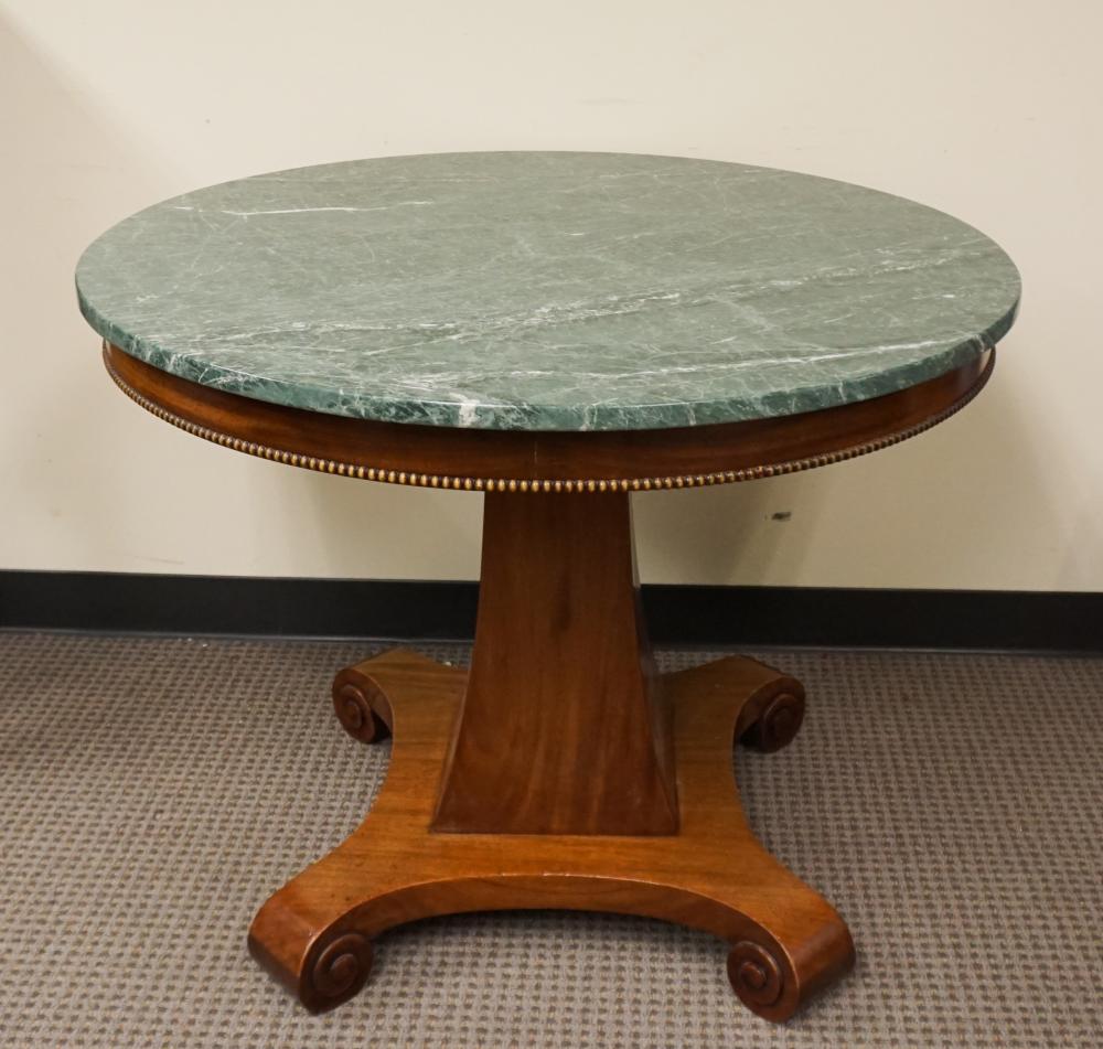 Appraisal: CLASSICAL STYLE MAHOGANY GREEN MARBLE TOP CENTER TABLE X IN