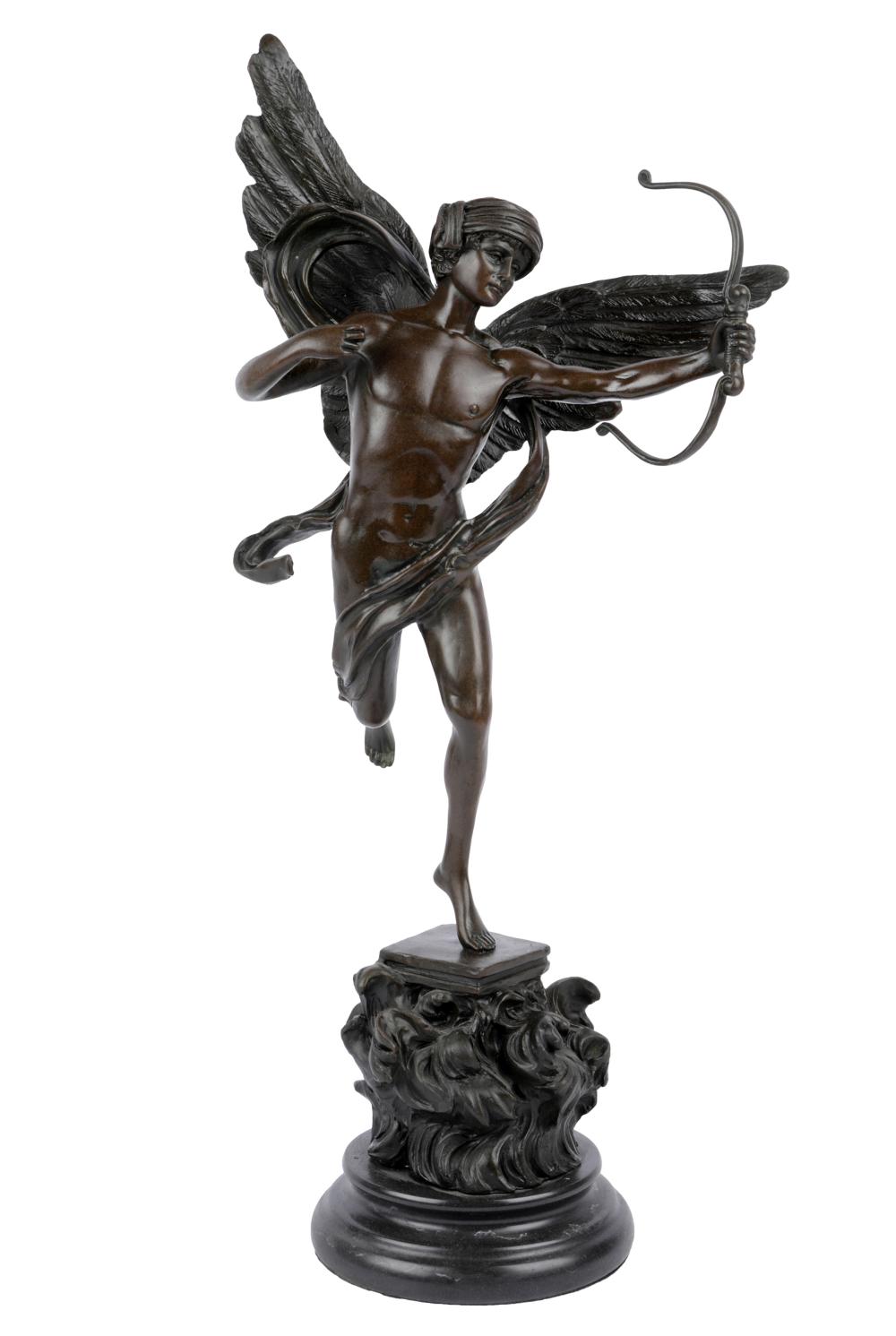 Appraisal: CLASSICAL-STYLEPATINATED BRONZE FIGUREmounted to a marble plinth signed in casting