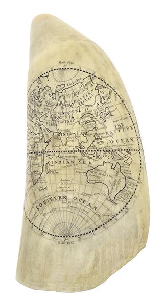 Appraisal: A SCRIMSHAW WHALE'S TOOTH TH CENTURY elaborately decorated with double