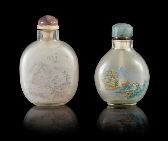 Appraisal: Sale Lot Two Inside Painted Glass Snuff Bottles the first