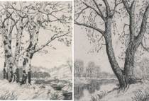 Appraisal: Lyman Byxbe American - A pair titled Birches and Cottonwood