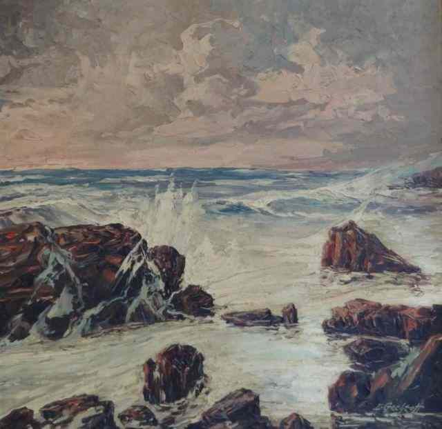 Appraisal: GECHTOFF Leonid Large Oil on Masonite Seascape Signed lower right