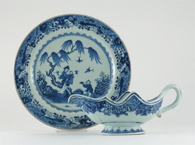 Appraisal: A set of four Chinese blue and white plates painted