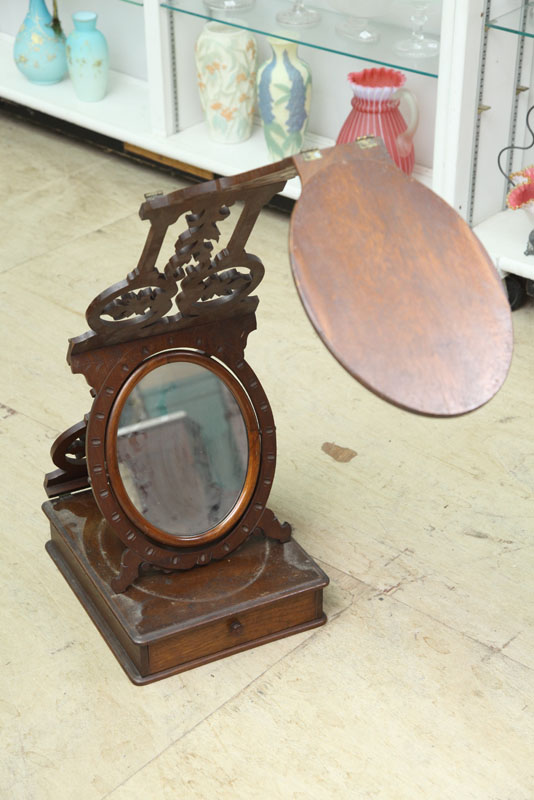 Appraisal: VICTORIAN DRESSER MIRROR Walnut having a small drawer with attached