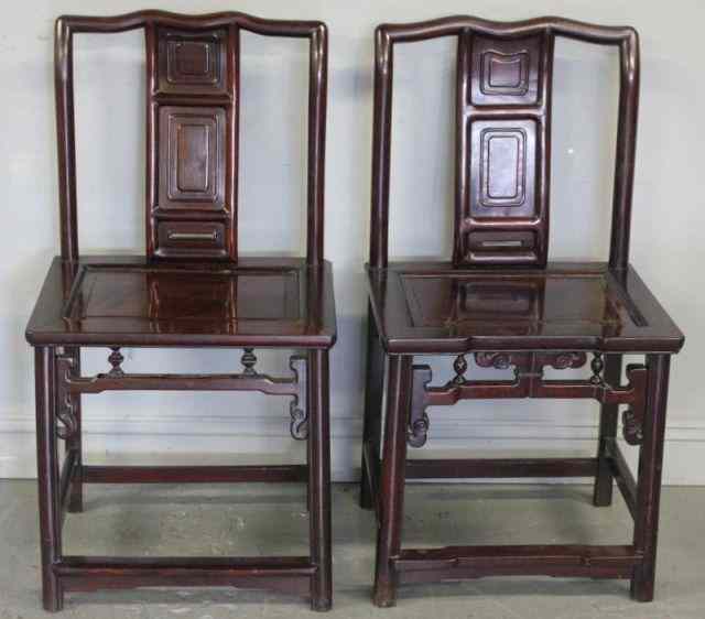 Appraisal: Pair of Vintage th Century Chinese HardwoodChairs From an East