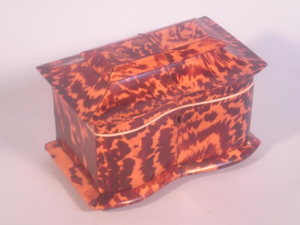 Appraisal: An early thC tortoiseshell tea caddy of rectangular form with