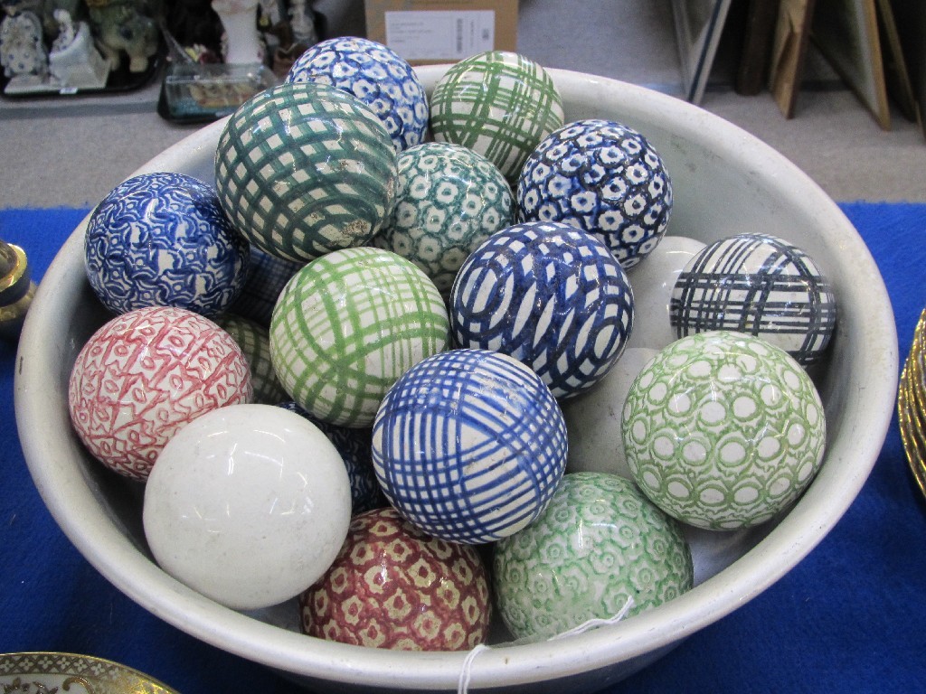 Appraisal: Selection of Scottish pottery carpet bowls