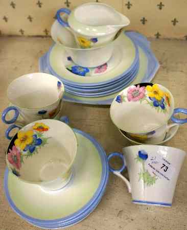 Appraisal: Shelley Teaset decorated in the Anemone Bunch design