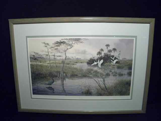 Appraisal: Phil Capen limited edition signed lithograph Titled ''Ibis Flight'' Signed