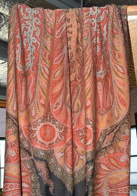 Appraisal: LARGE FRENCH HANDWOVEN WOOL AND SILK PAISLEY SHAWL CIRCA WIDTH