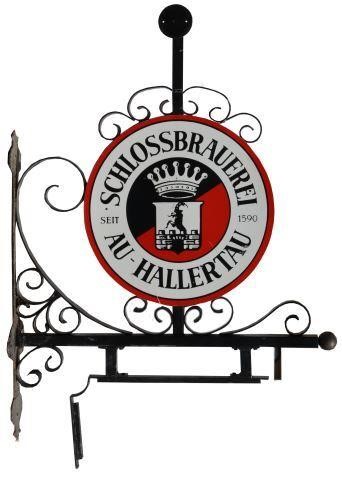 Appraisal: Wrought iron pub sign Schlossbrauerei Au-Hallertau Germany red and black