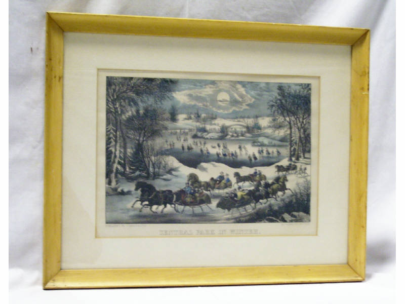 Appraisal: Central Park in Winter Currier Ives Lithograph Small folio matted