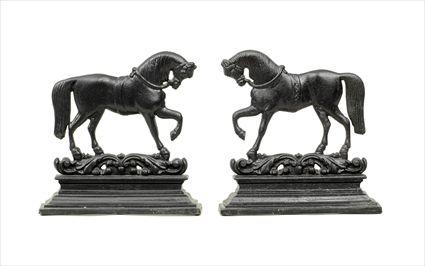 Appraisal: Pair of Scottish Painted Cast-Iron Horse-Form Doorstops Marked Greenlees Glasgow