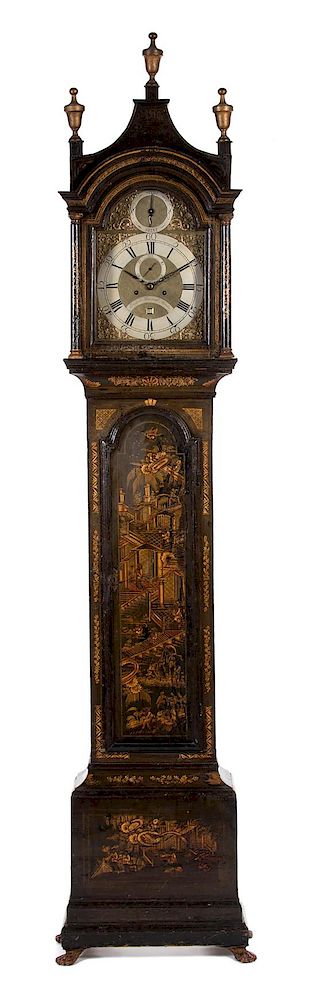 Appraisal: A George III Green-Japanned Longcase Clock A George III Green-Japanned