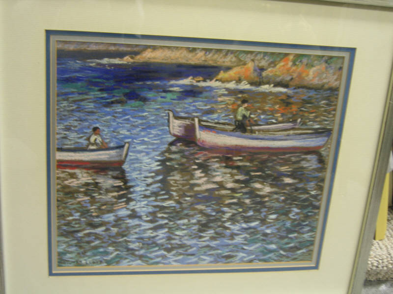 Appraisal: NORMAN LLOYD AUSTRALIAN - THE FISHERMEN RETURN pastel drawing on