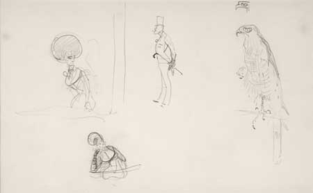 Appraisal: HENRI TOULOUSE-LAUTREC French - Double-sided Drawing Portrait Studies and Study