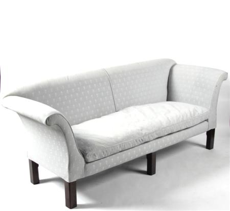 Appraisal: A Georgian style sofa the upholstered scroll back and arms