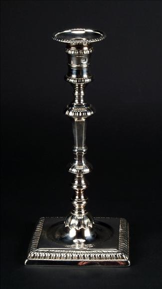 Appraisal: A late George II silver cast candlestick by John Cafe