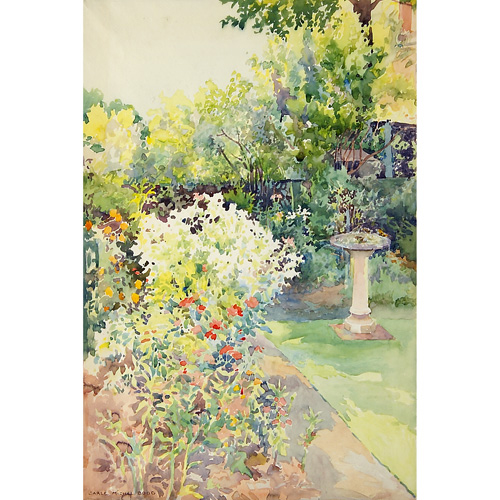 Appraisal: Carle Michel Boog American - Summer Garden with Sundial watercolor