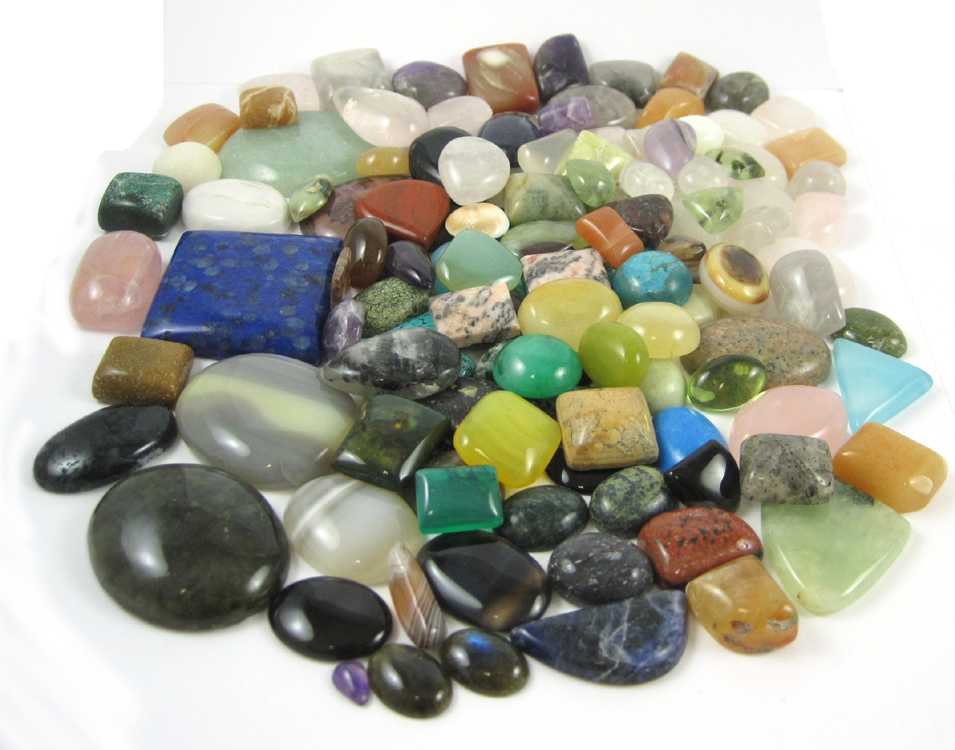 Appraisal: COLLECTION OF ONE-HUNDRED-THIRTY TUMBLED GEMSTONES including rock quartz rose quartz