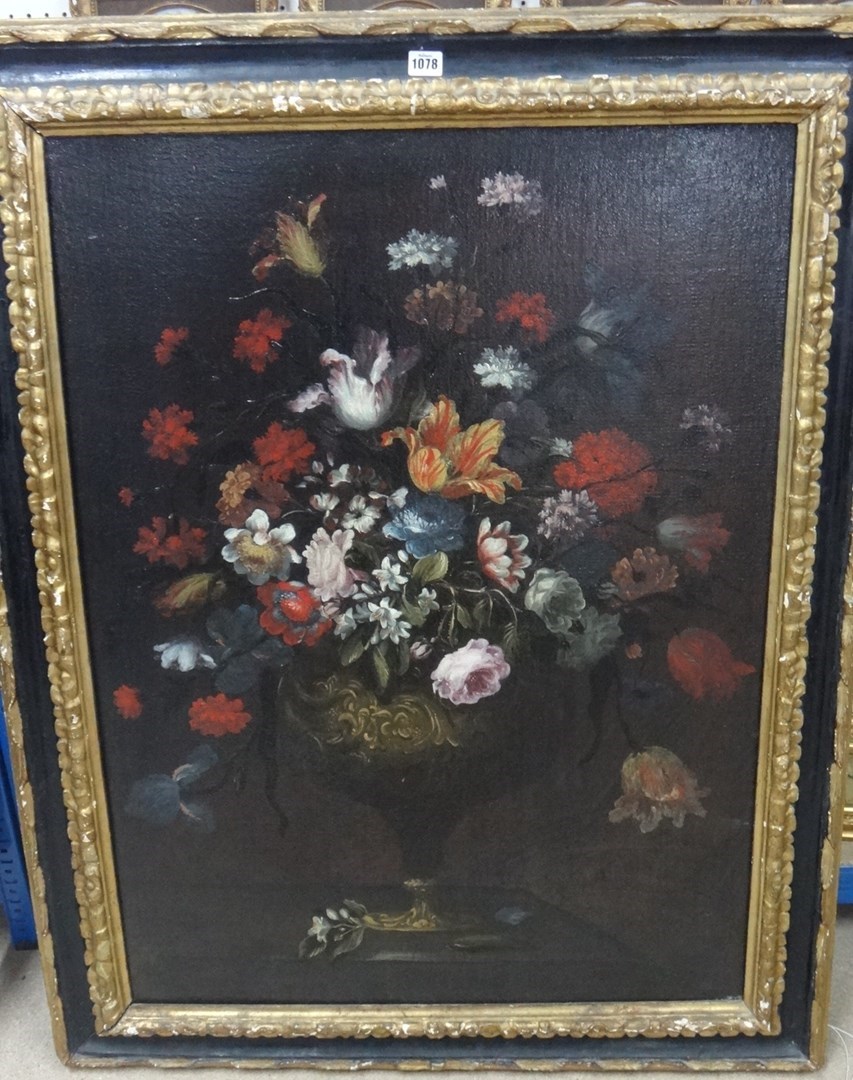 Appraisal: Follower of Gaspare Lopez Still life studies of flowers a