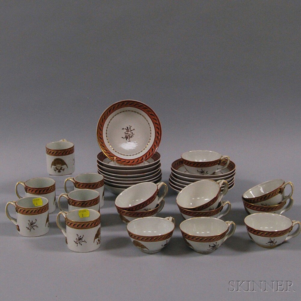 Appraisal: Chinese Export Porcelain Partial Tea Service with American Eagle Motif