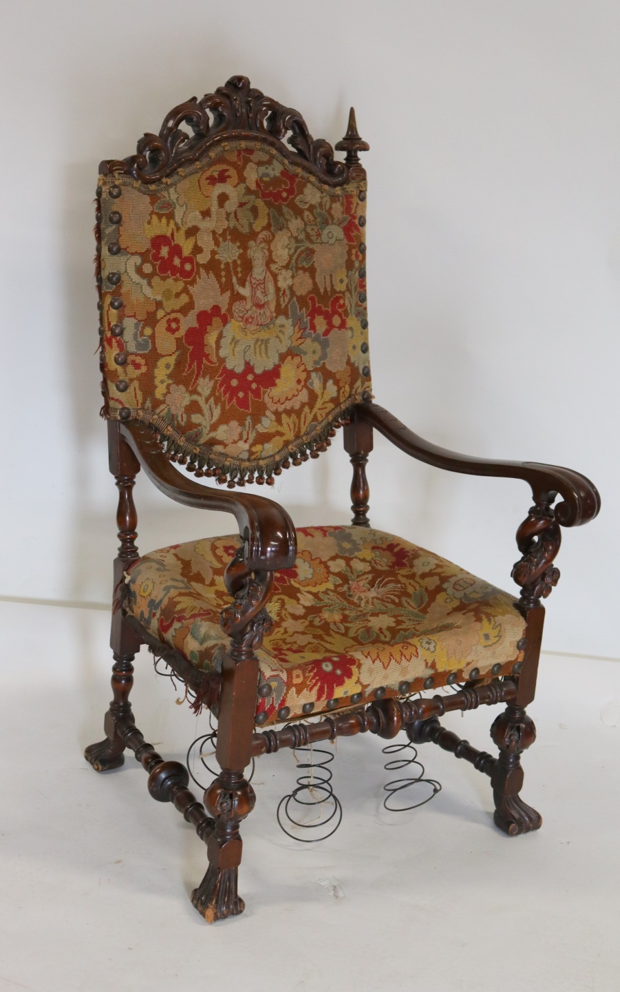 Appraisal: ANTIQUE CARVED HIGH BACK THRONE CHAIR Nicely and highly carved